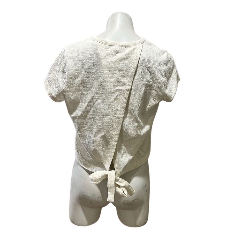 Madewell Women's Ivory Tie-Back Short Sleeve Top Size M Casual - Picture 2 of 9